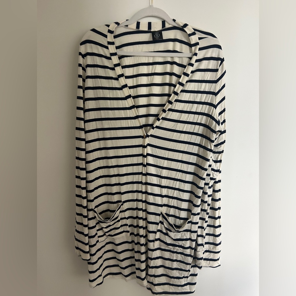 Agnes & Dora Black and White Striped Button Down Shirt